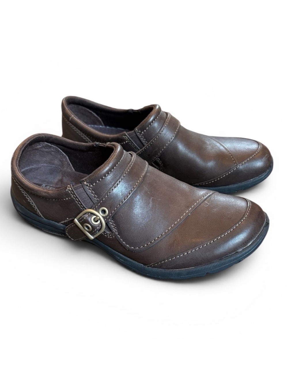 Merrell Leather Mules Shoes Women's 7.5 Coffee Brown Slip-On Casual